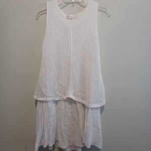 Simply Couture Layered Sweater Tank Tunic White Lagenlook  *Small Meas. In Pics*